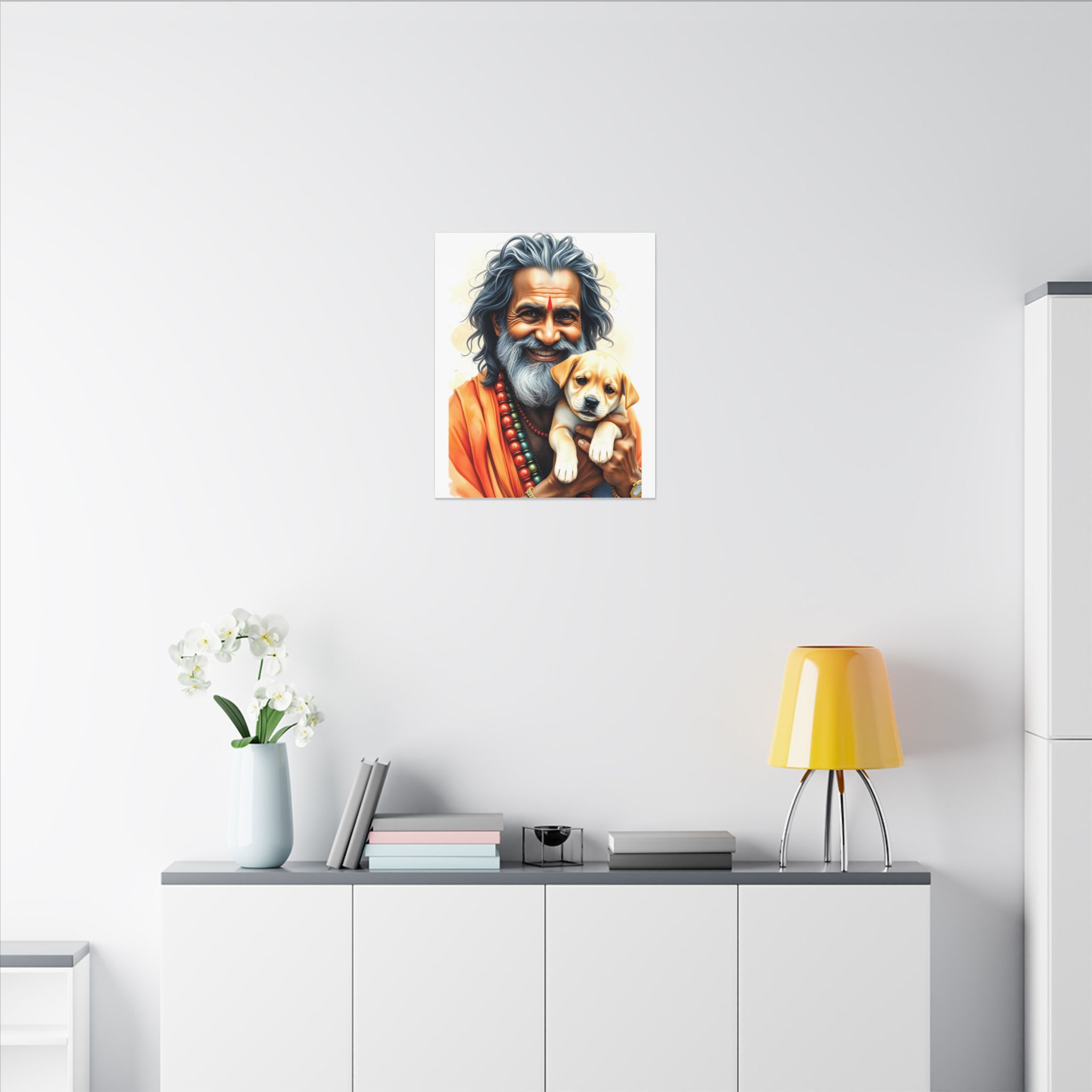 Hindu Saint with a Puppy Canvas Art | Gallery Wraps - Image 12