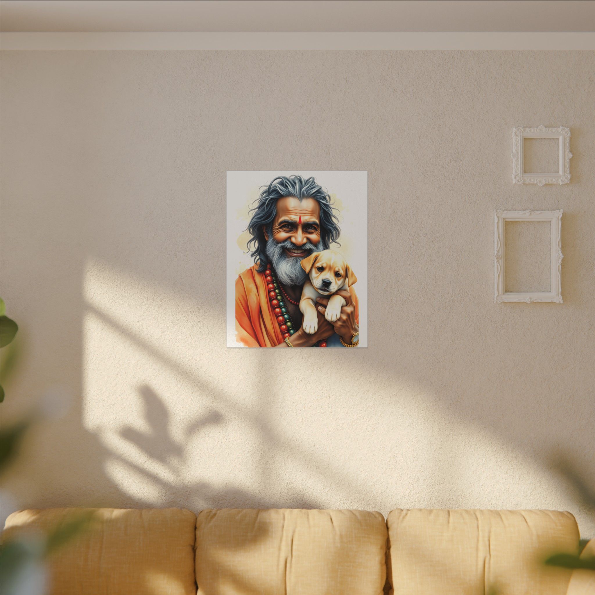 Hindu Saint with a Puppy Canvas Art | Gallery Wraps - Image 7