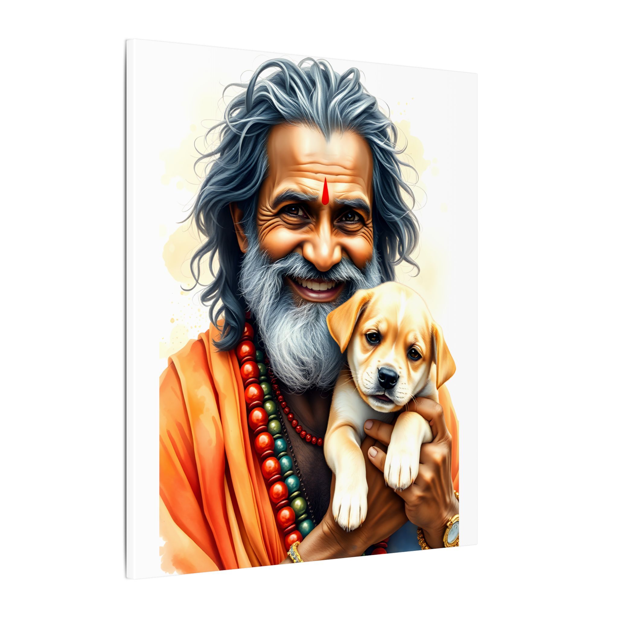 Hindu Saint with a Puppy Canvas Art | Gallery Wraps - Image 10