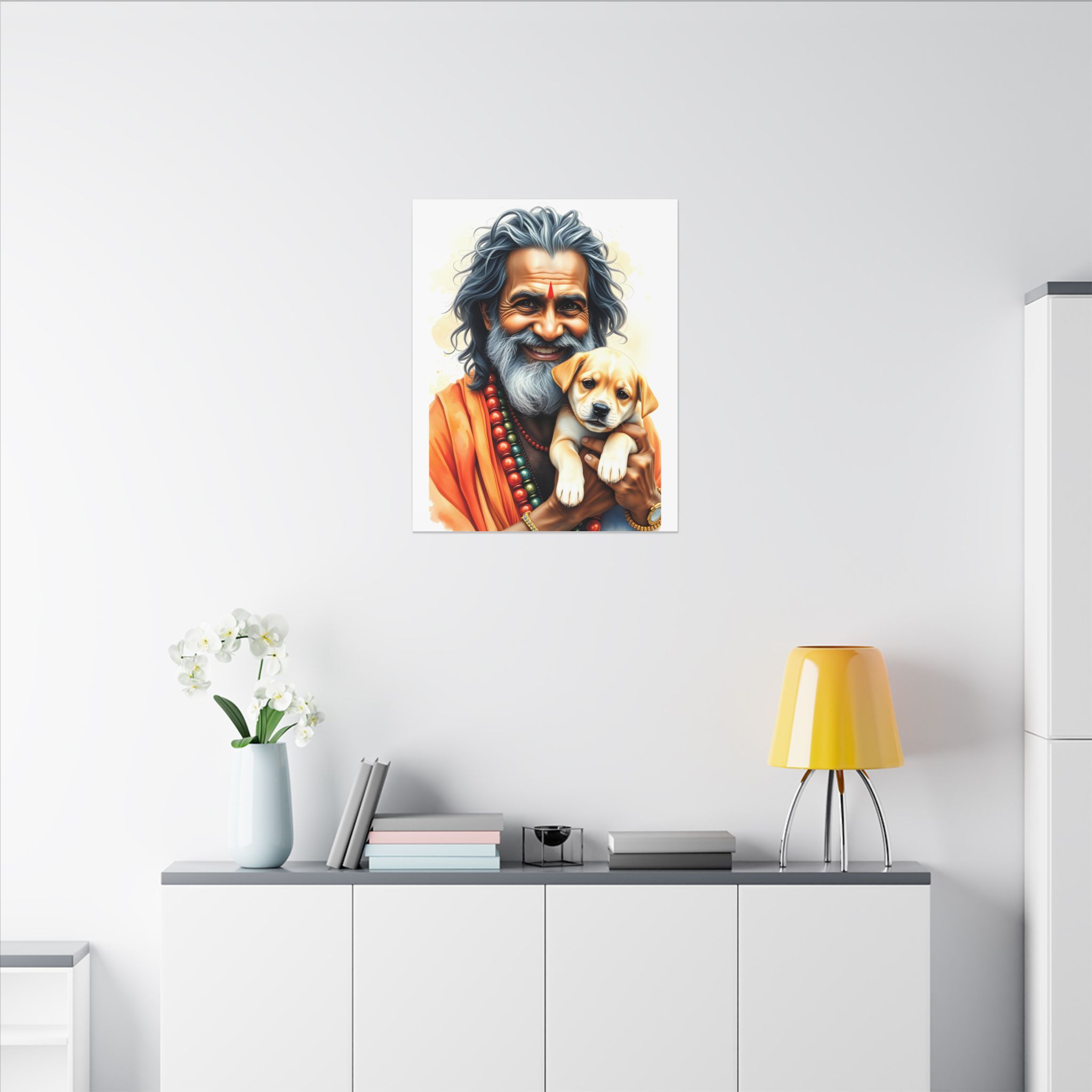 Hindu Saint with a Puppy Canvas Art | Gallery Wraps - Image 8