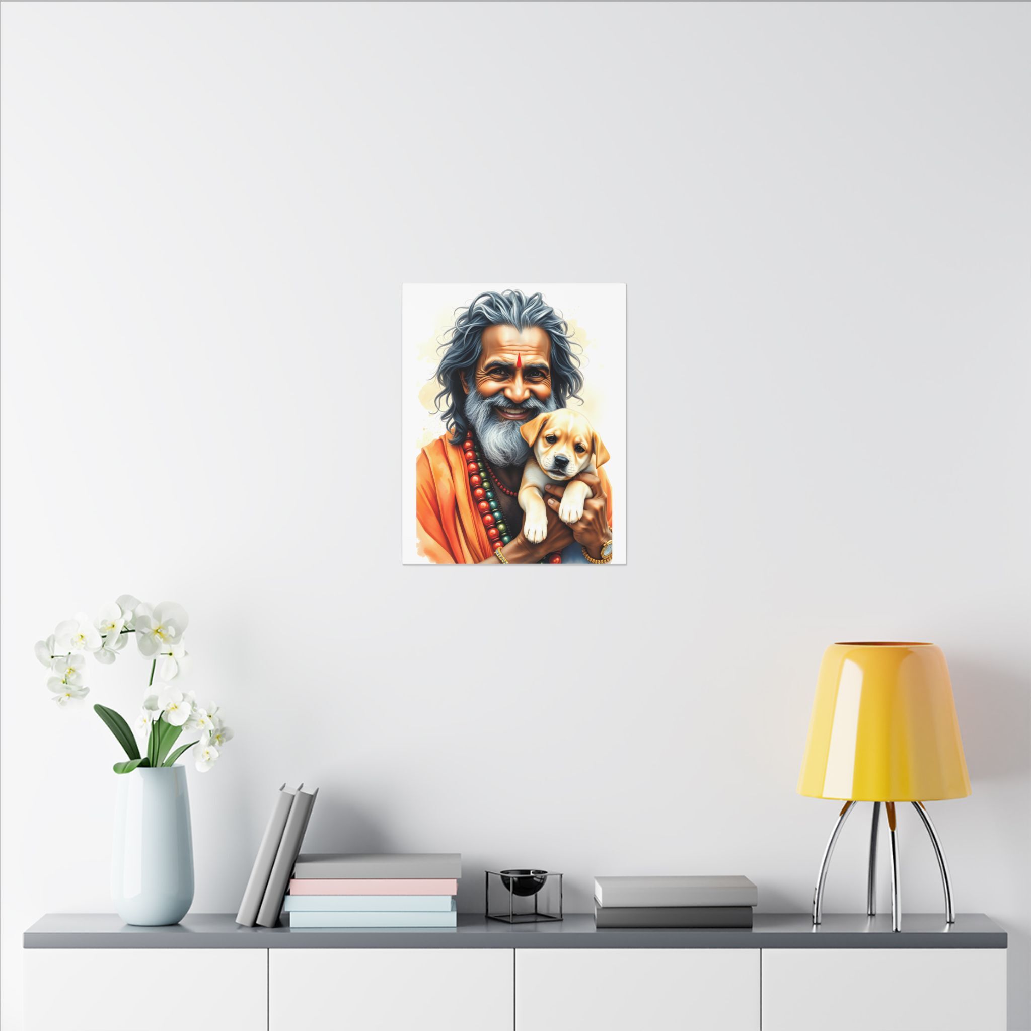 Hindu Saint with a Puppy Canvas Art | Gallery Wraps - Image 4