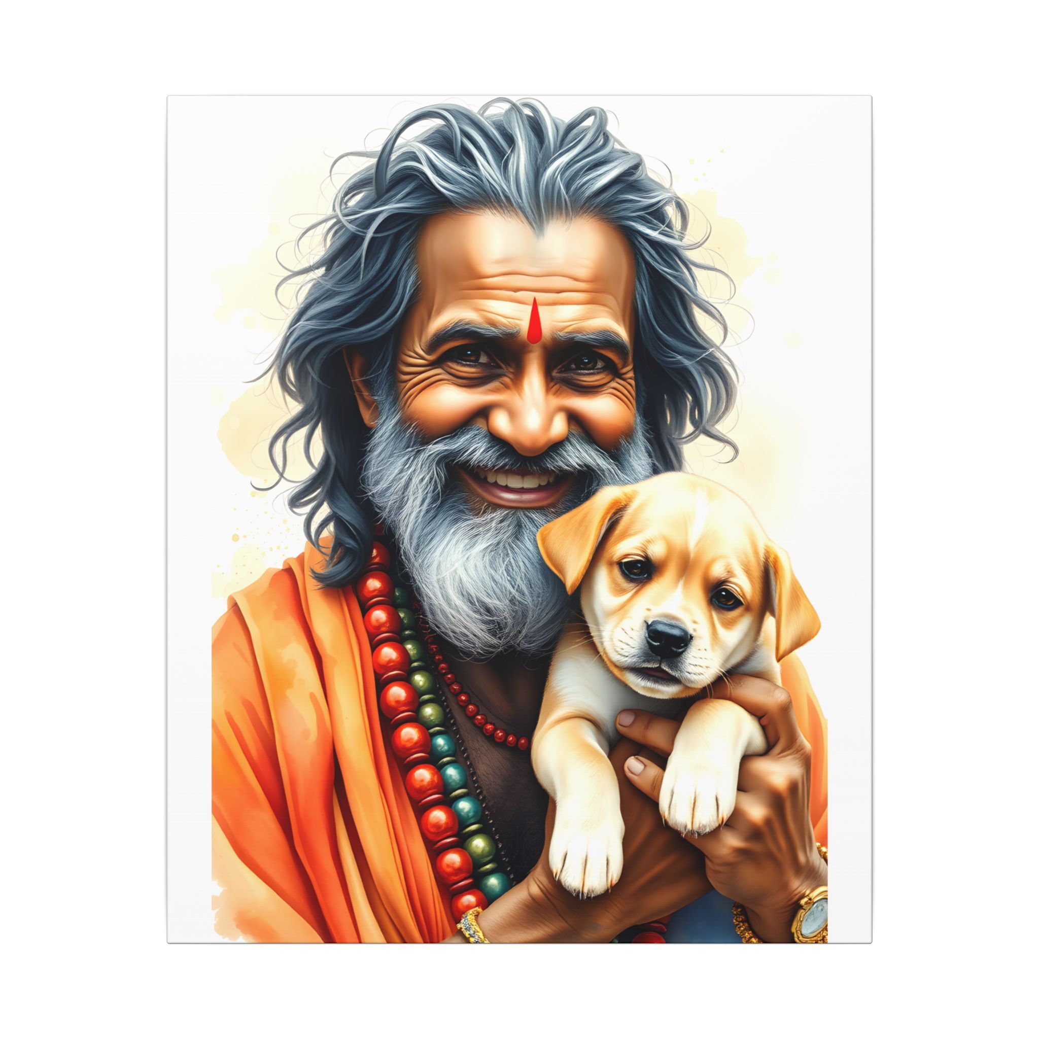Hindu Saint with a Puppy Canvas Art | Gallery Wraps - Image 9